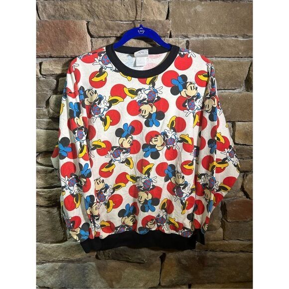 Vintage 1990s Minnie Mouse AOP Sweatshirt Crewneck Unisex cute RARE - Picture 1 of 10